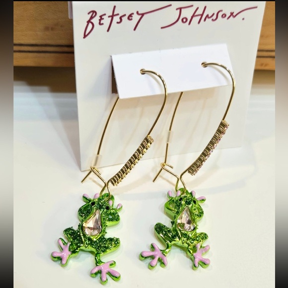Betsey Johnson Garden Glam Green Pink Crystal Earrings NWT - Picture 12 of 14
